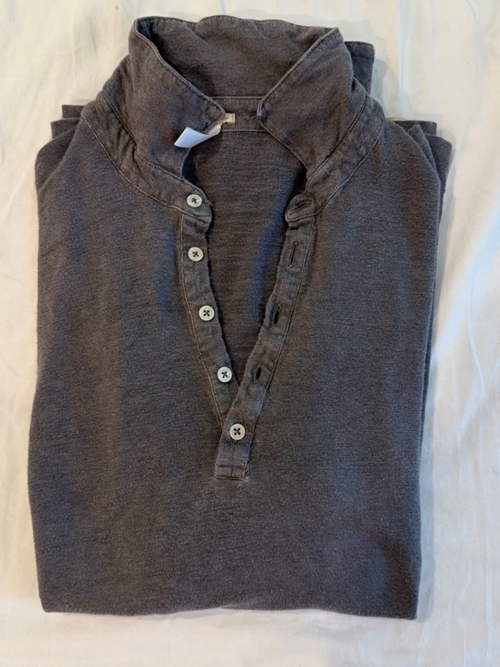 Massimo Alba Charcoal Gray Button-Up Henley